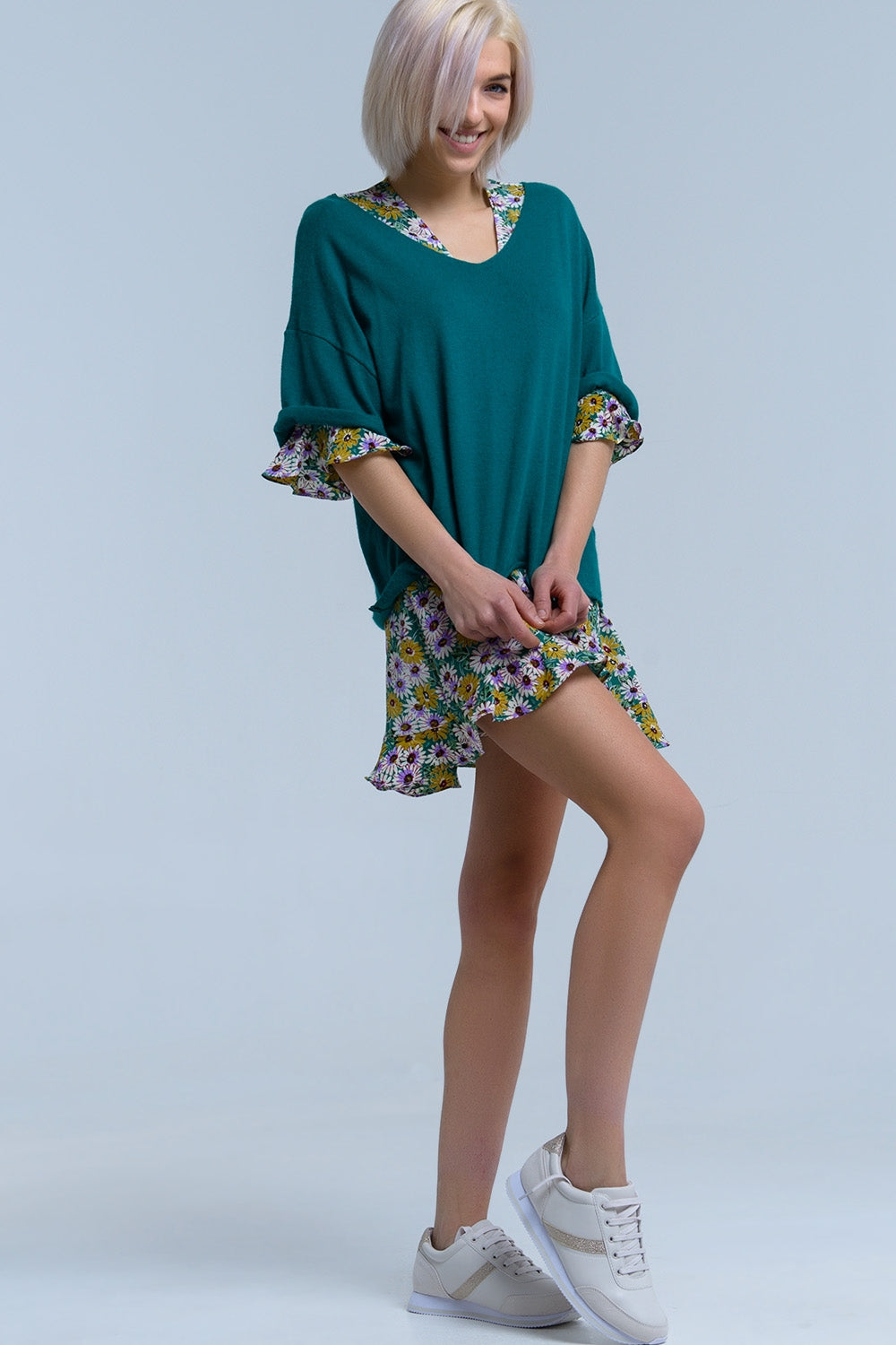 Groene trui met korte mouwen