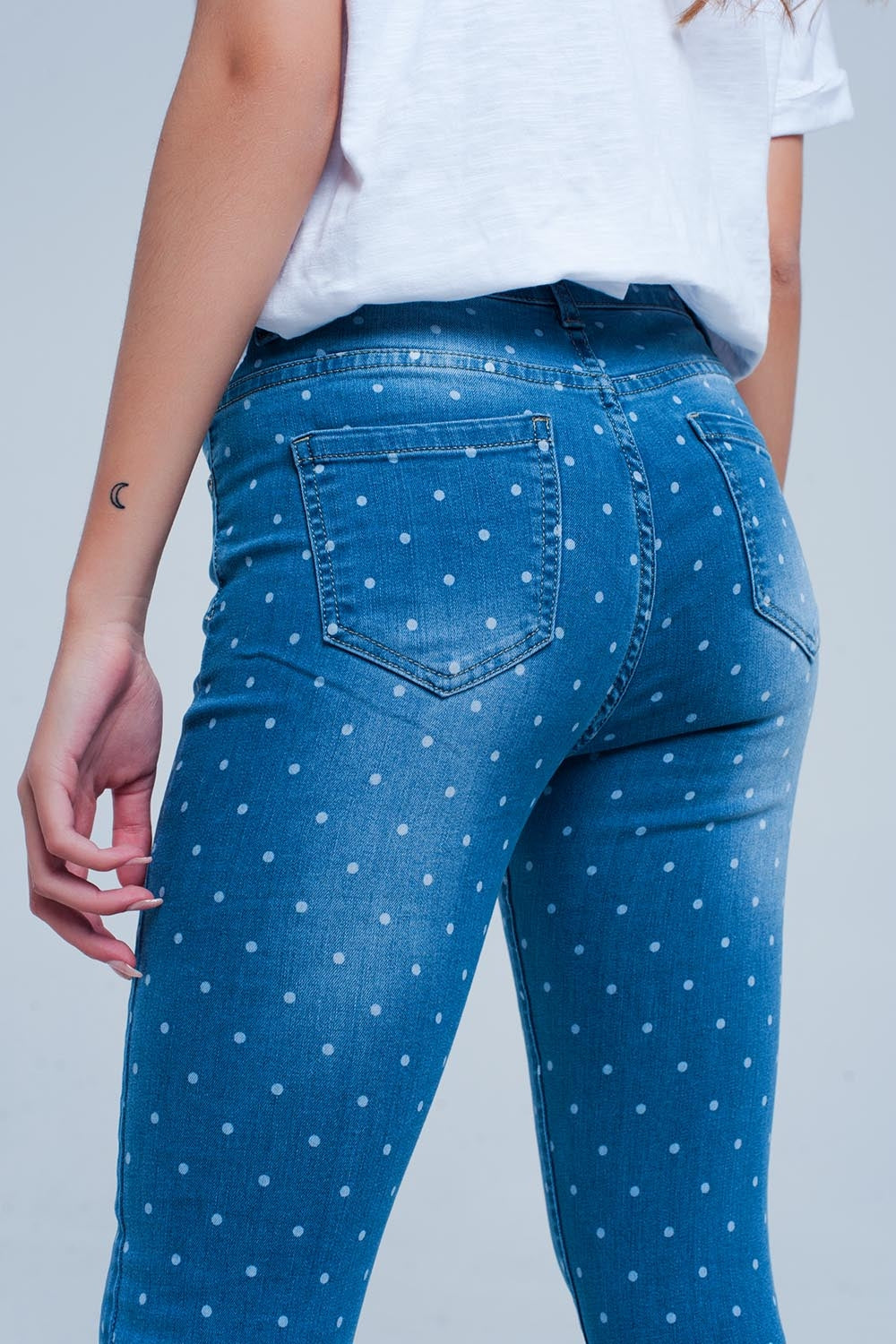 Skinny jeans in polka dot print