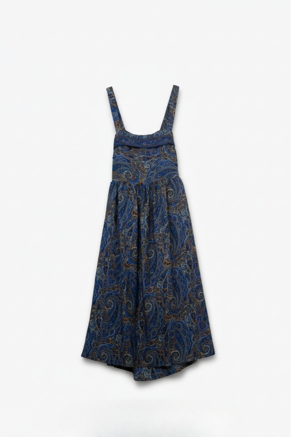 Q2 Sleeveless Blue Midi Dress with Abstract Print