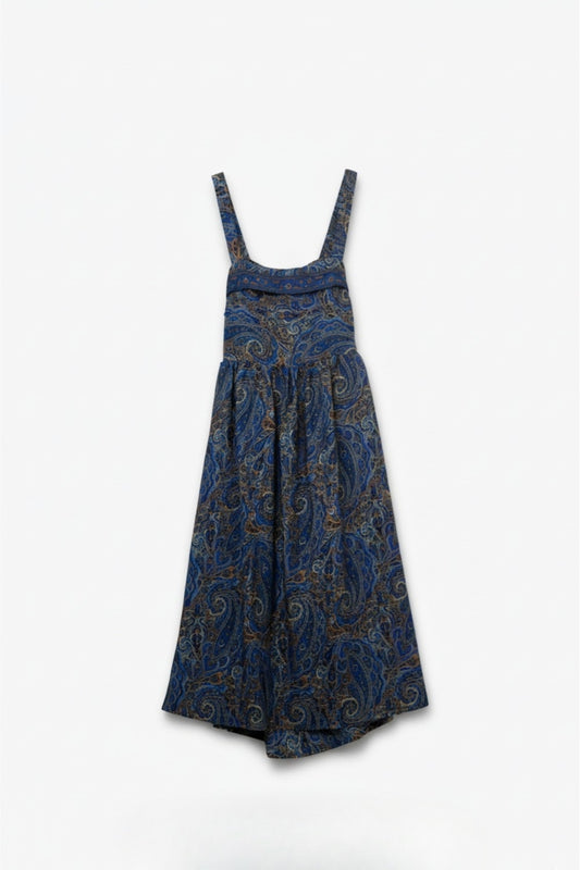 Q2 Sleeveless Blue Midi Dress with Abstract Print