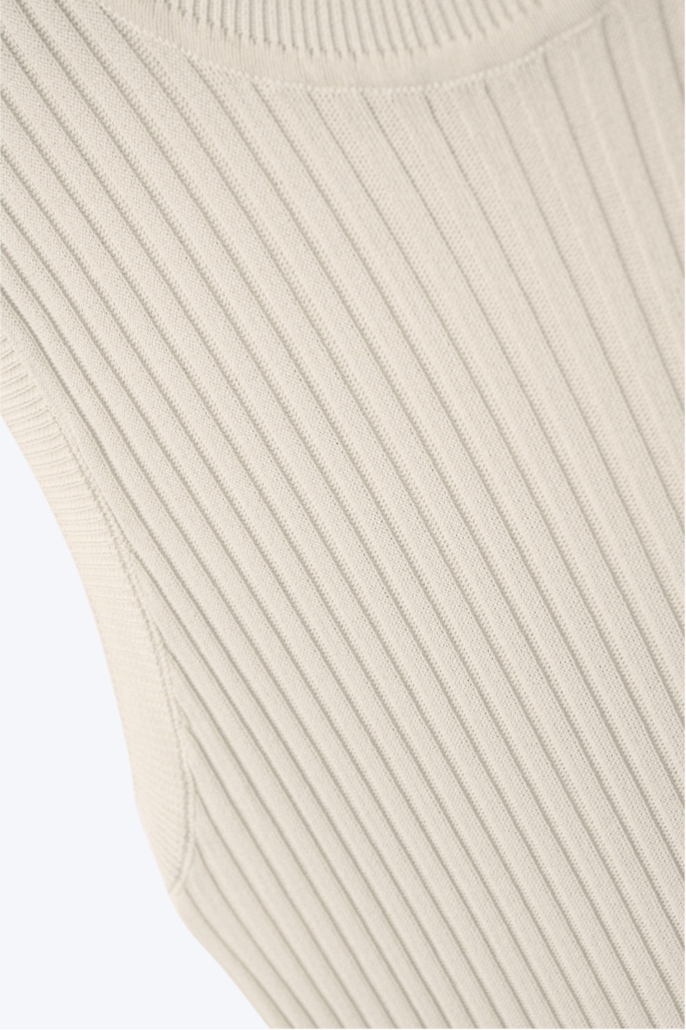 Mouwloze geribbelde bodycon-trui in beige