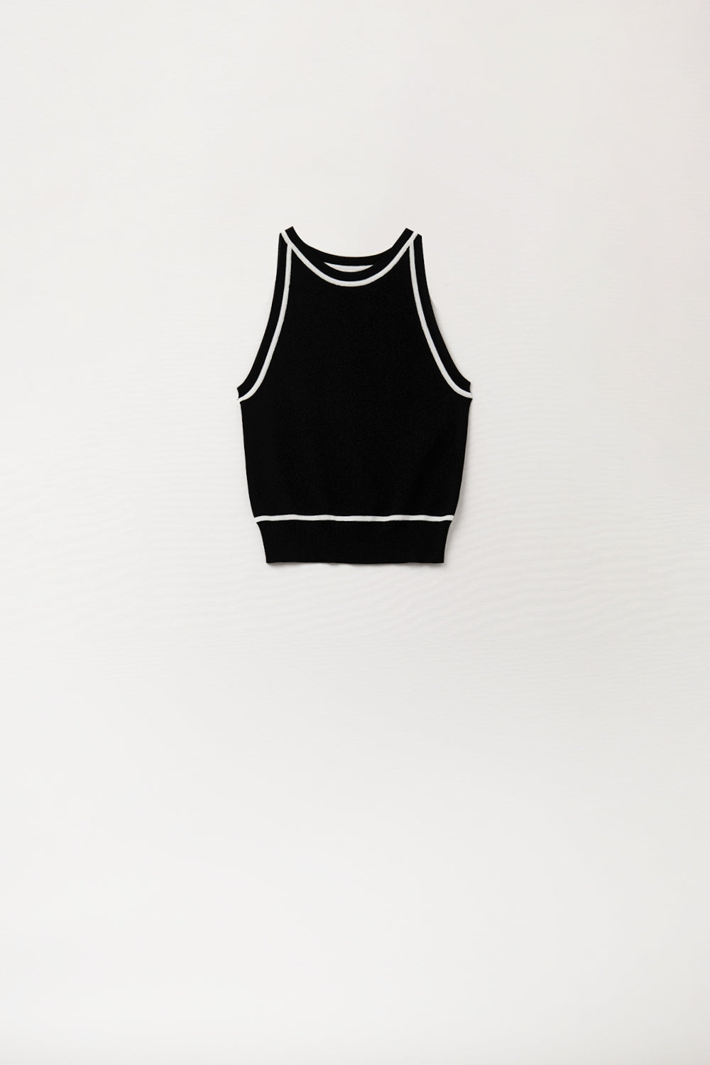 Q2 Sleeveless Sweater In Black Featuring detail White Lines
