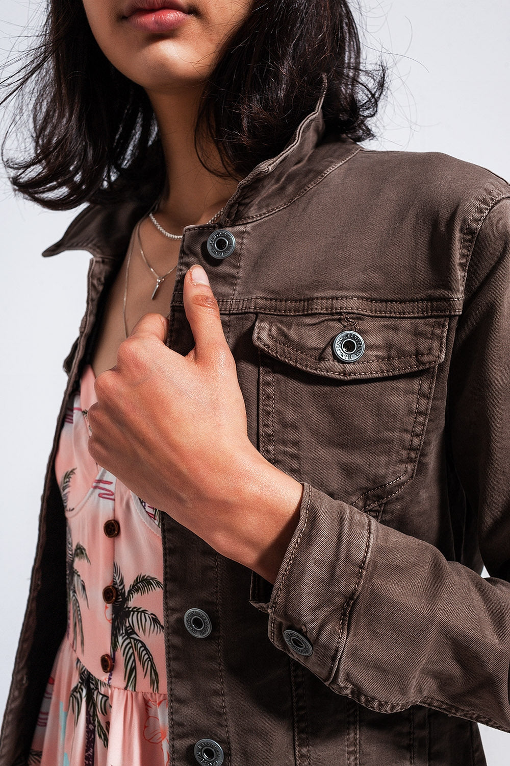 Casaco Trucker Jeans Slim Chocolate