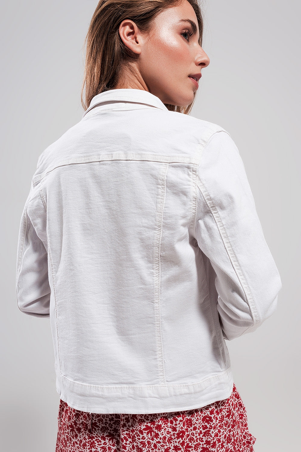 Casaco Trucker Jeans Slim Branco