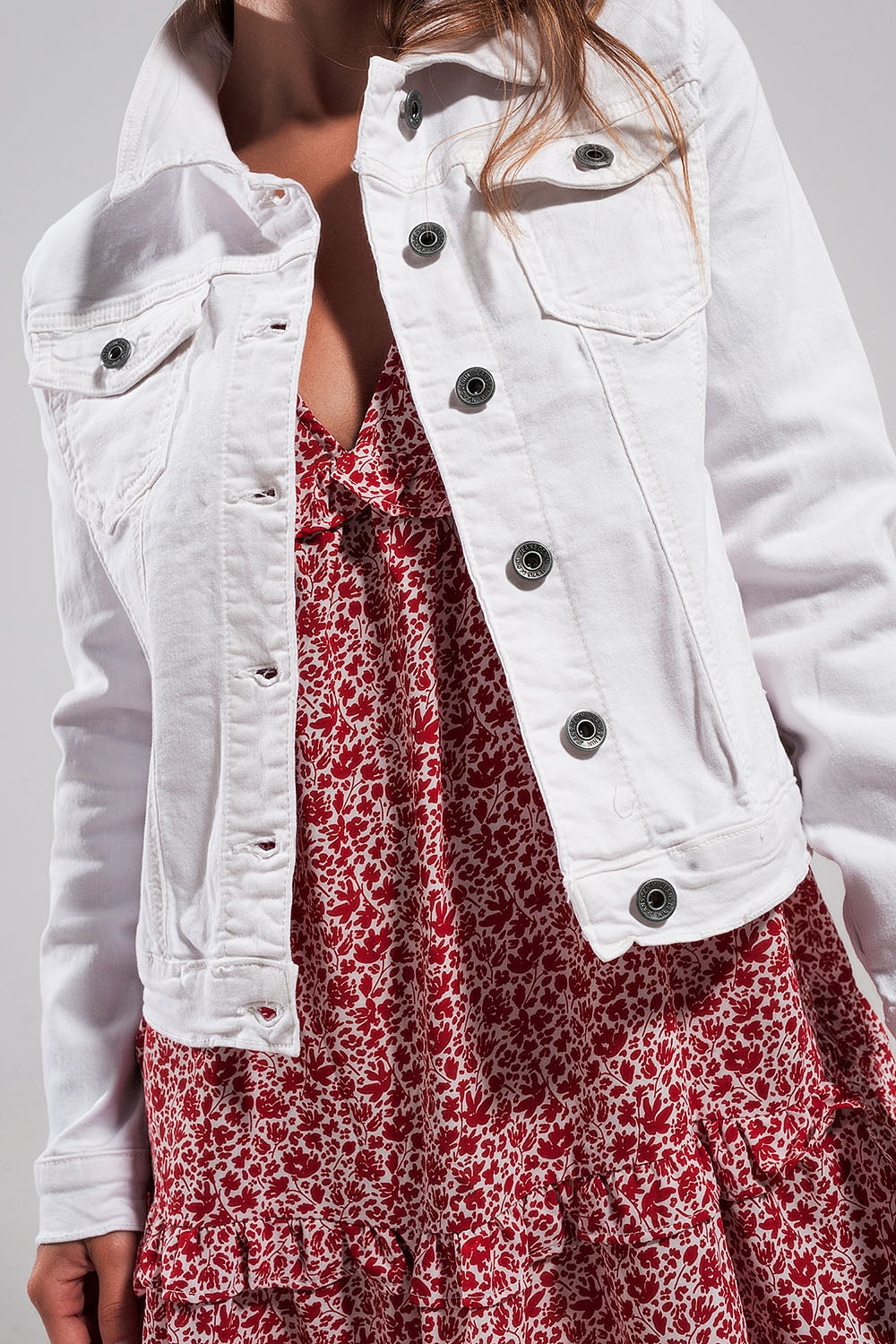 Casaco Trucker Jeans Slim Branco