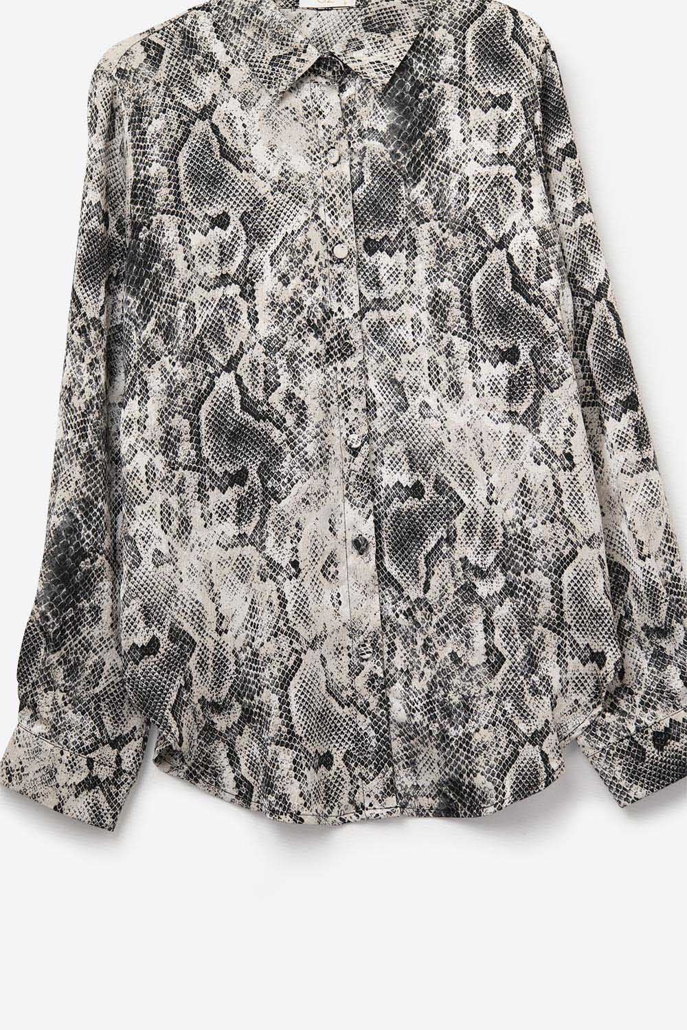Snake Print Relaxed Shirt in Grey