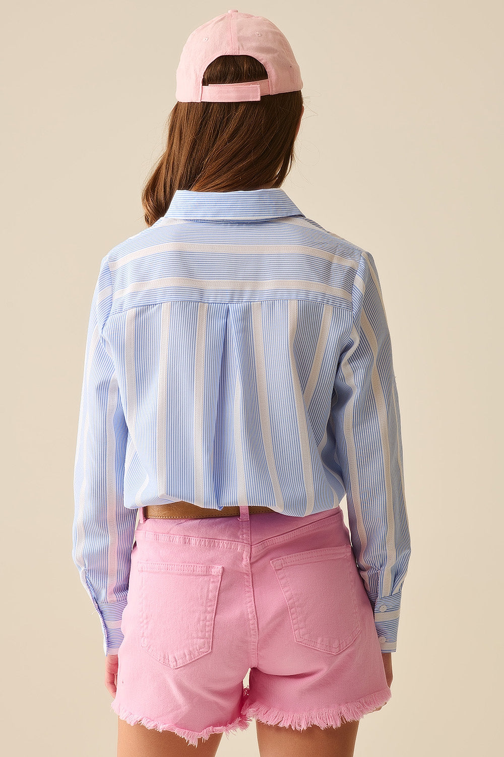 Soft fabric striped shirt in blue and white