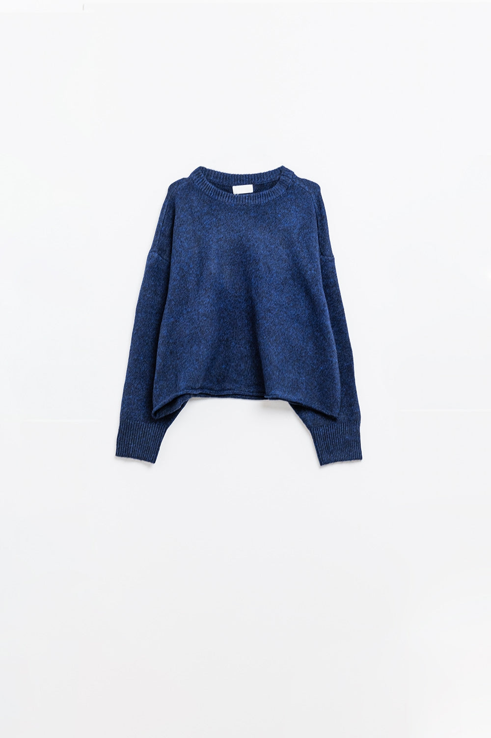 Soft knit navy jumper with balloon sleeves