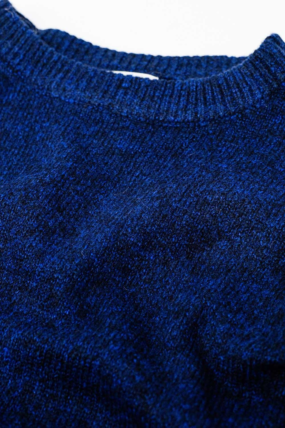 Soft knit navy jumper with balloon sleeves