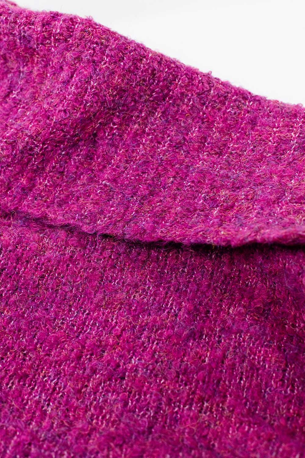 soft knitted high neck sweater in fucshia color
