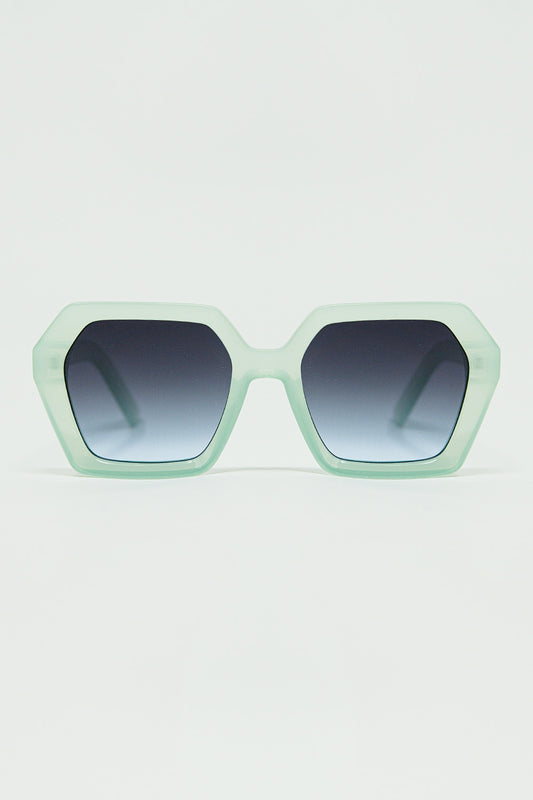Q2 Squared green Aqua color Mirage Sunglasses
