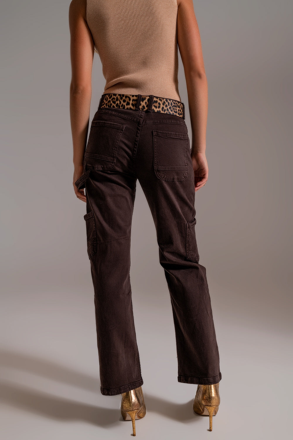 Straight Leg Cargo Pants in brown