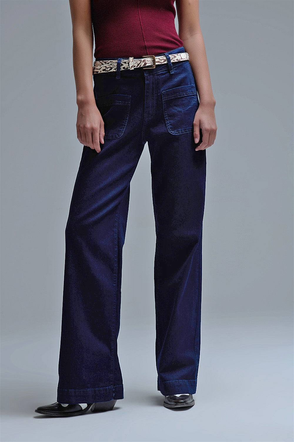 Straight Marine Jeans With Pocket Detail in Deep Blue