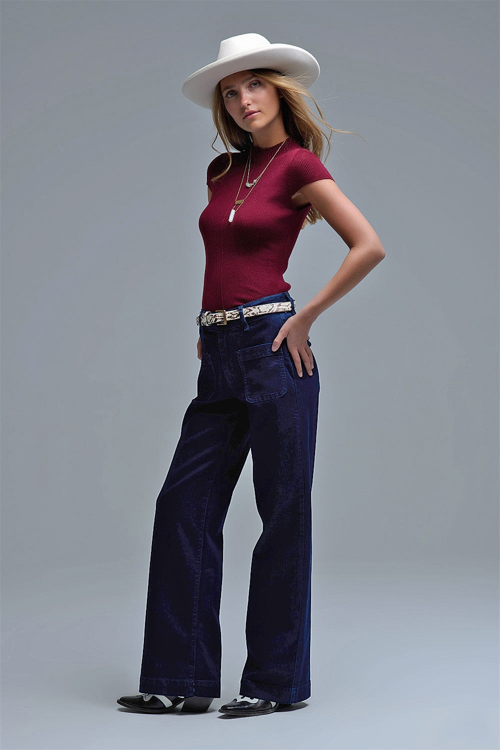 Straight Marine Jeans With Pocket Detail in Deep Blue