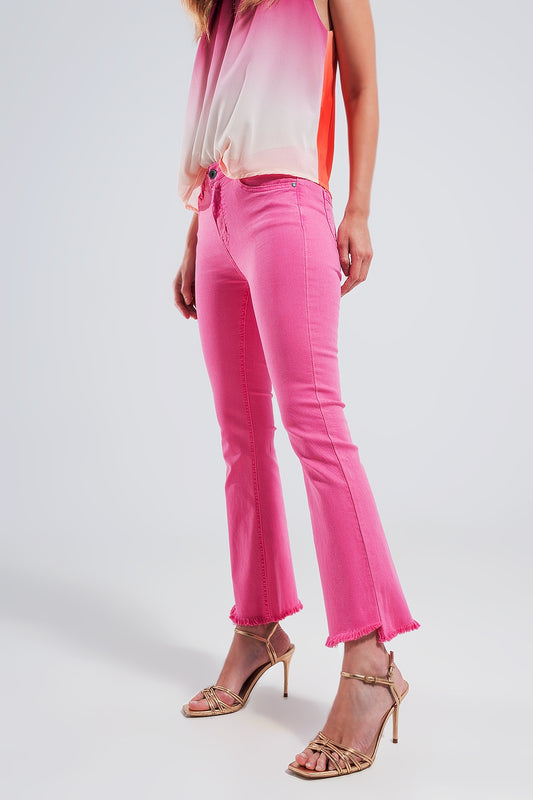 Q2 Straight Pants in fuchsia with wide ankles