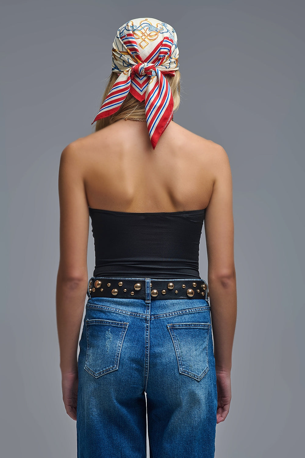 Strapless Bodysuit in black with Gold metal Detail