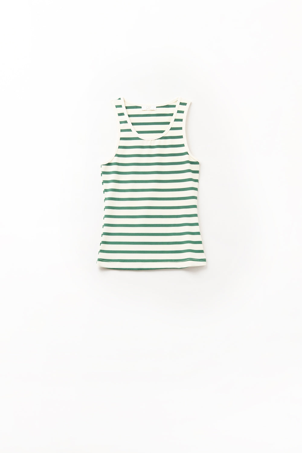 Striped White Tank Top with Green