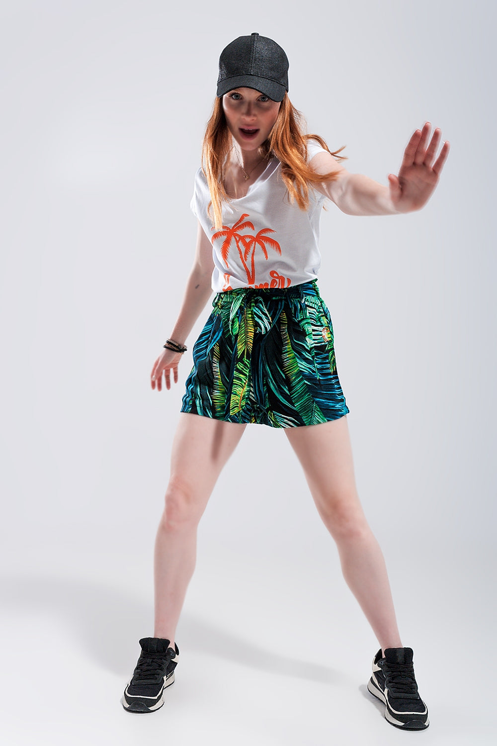 Zomerse vibes print t-shirt in het wit