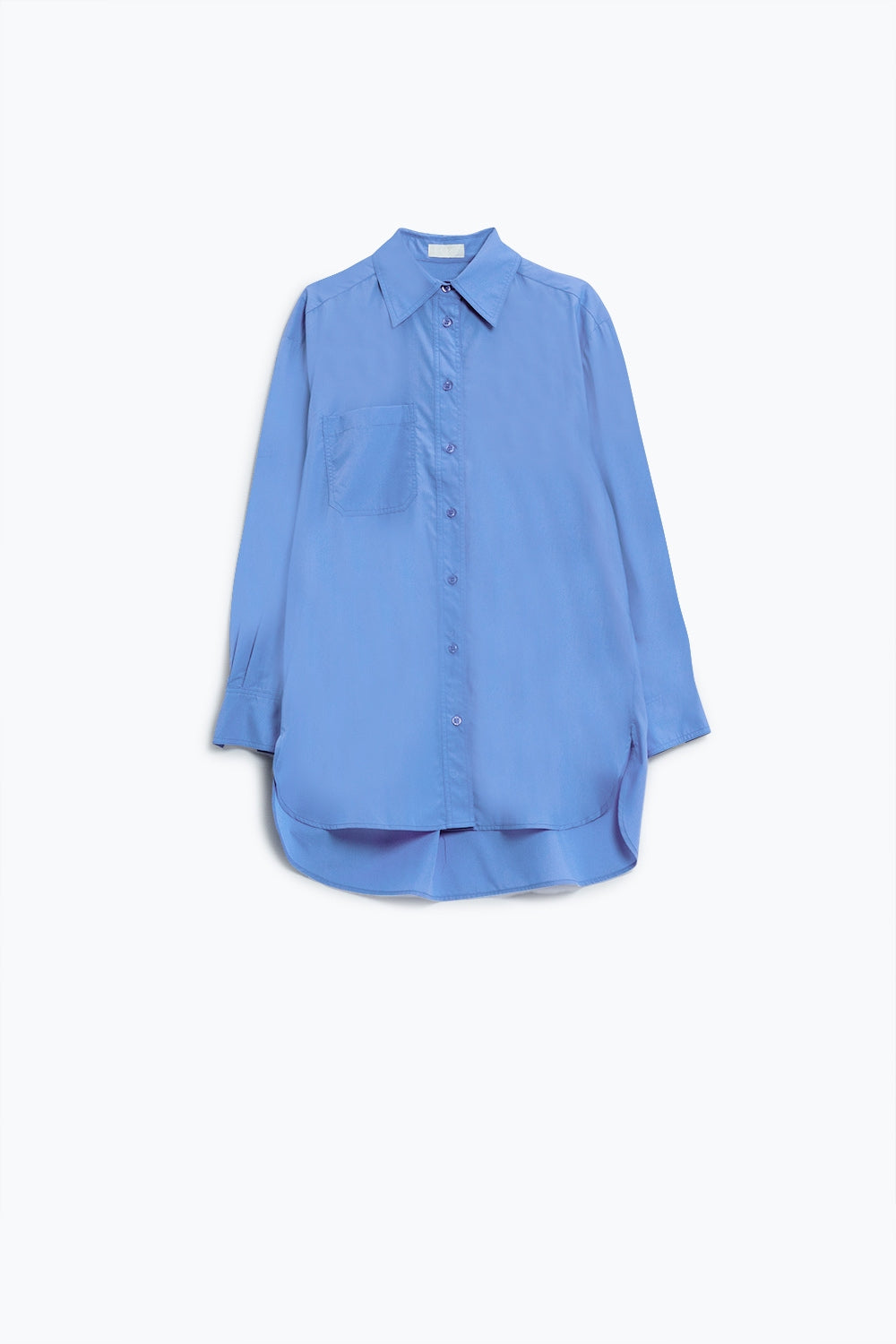 Camisola super grande alta baixa em azul