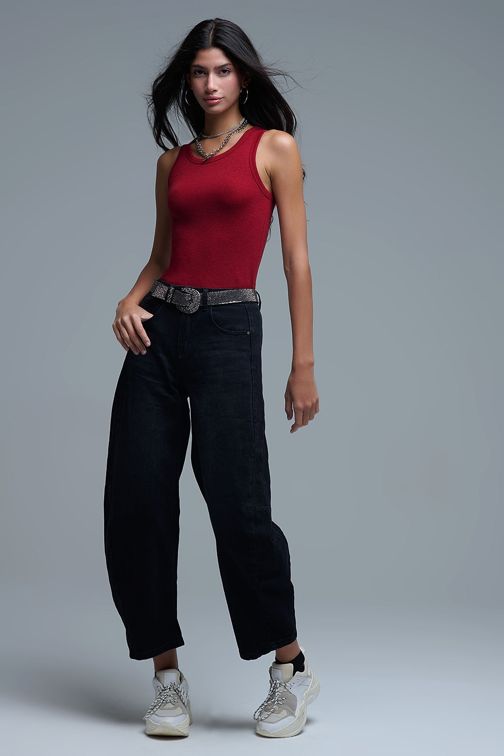 Super Soft Knitted Basic Tank in Ruby Red