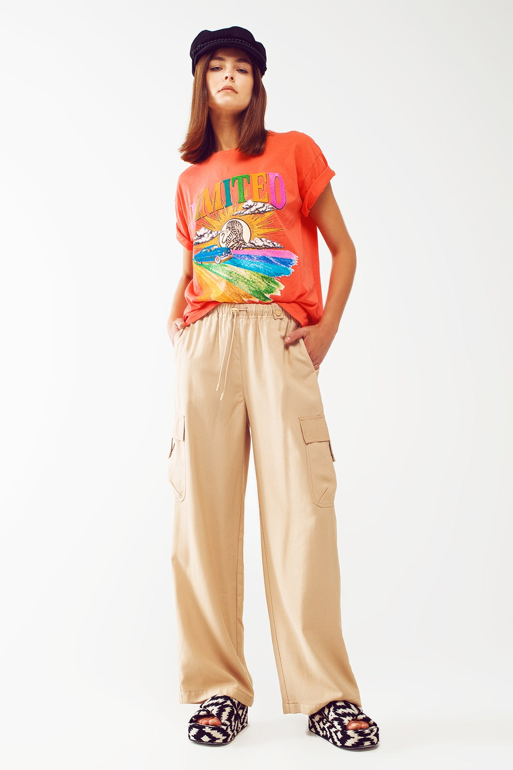 T-Shirt with Limited Graphic Print in Orange