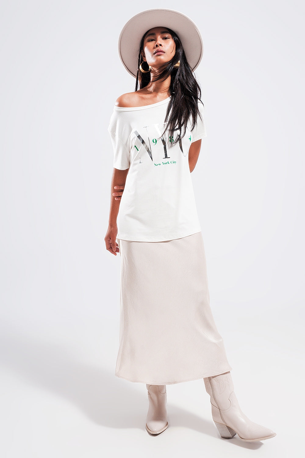 T-shirt com slogan da cidade de Nova Iorque em branco