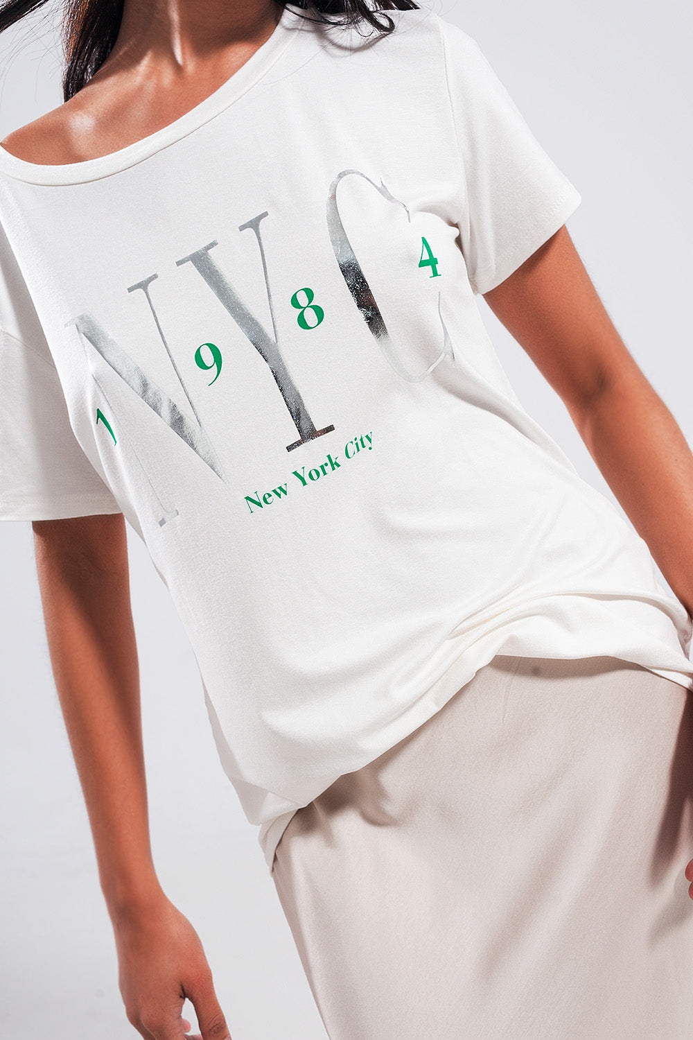 T-shirt com slogan da cidade de Nova Iorque em branco