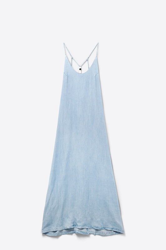 Q2 Tencel Light denim dress with beaded straps