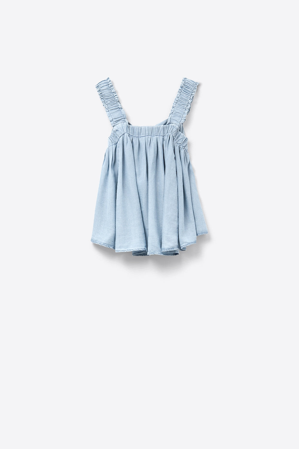 Tencel fabric Top with Rouched Straps in Blue