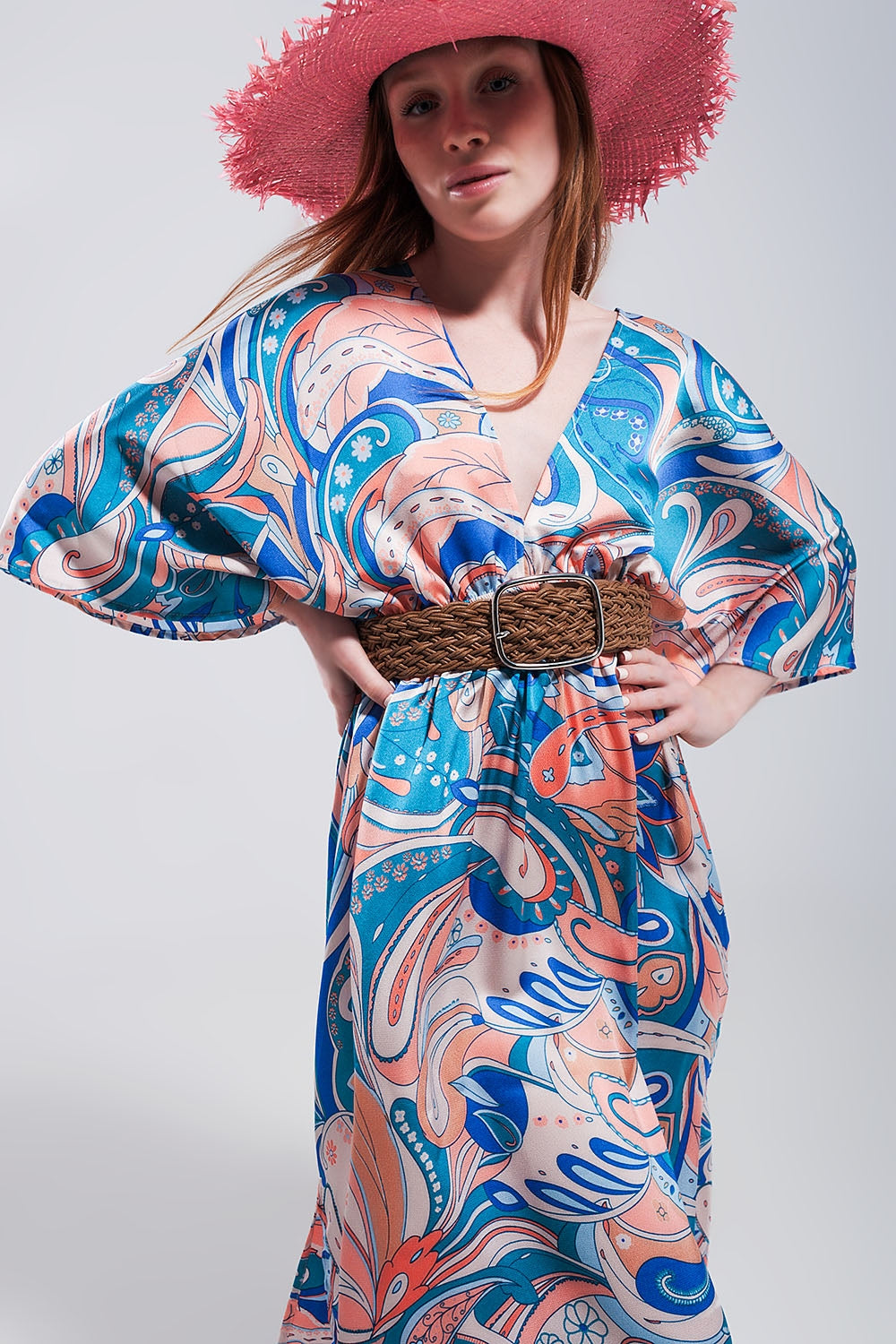 Tie back maxi dress in blue