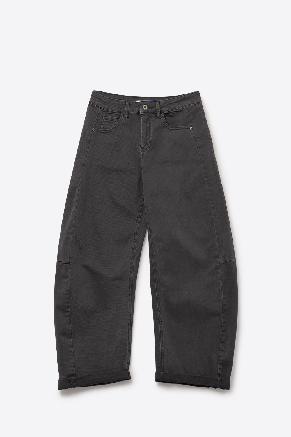 Trendy Gray Barrel Balloon Jeans with Pockets