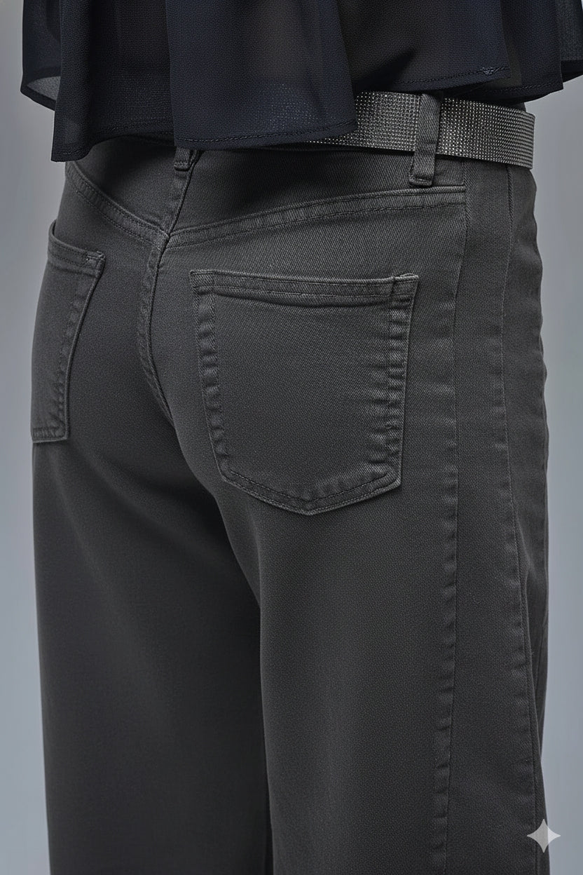 Trendy Gray Barrel Balloon Jeans with Pockets