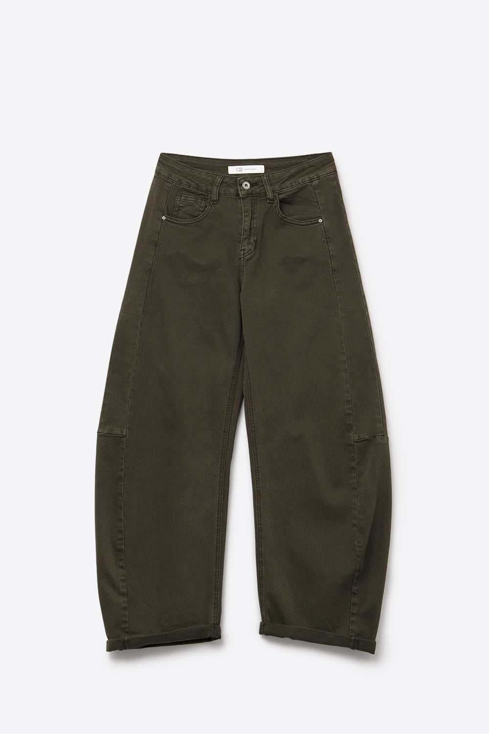 Trendy Green Barrel Balloon Jeans with Pockets