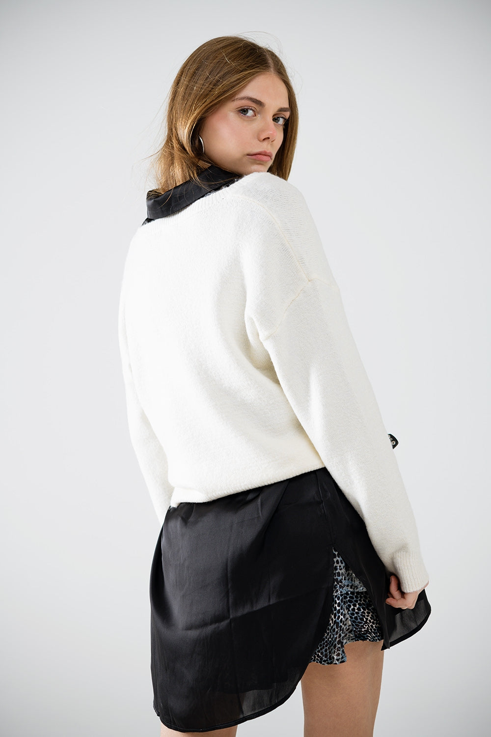 V-neck sweater embellished with metallic stars