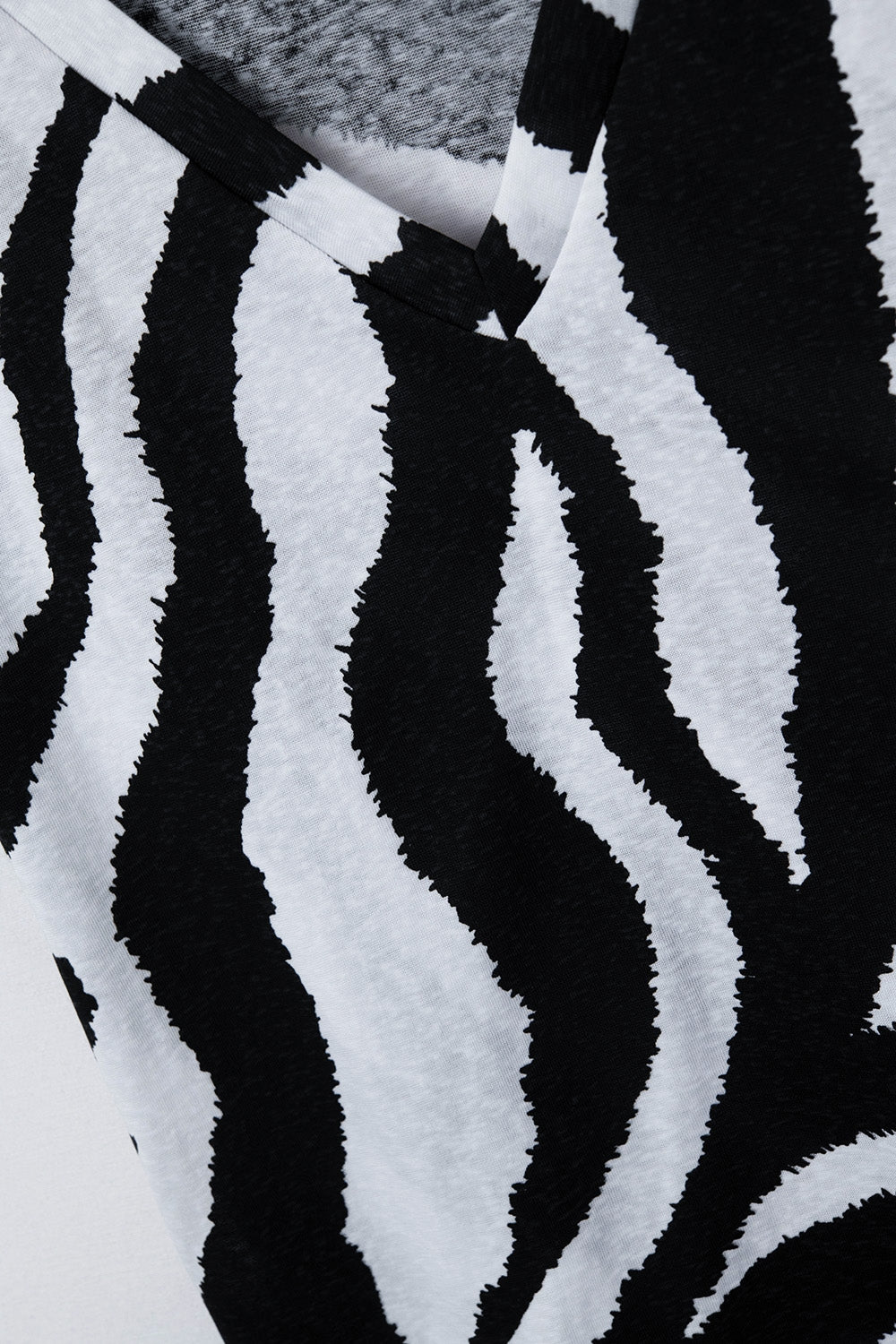 V-neck t-shirt with black zebra print