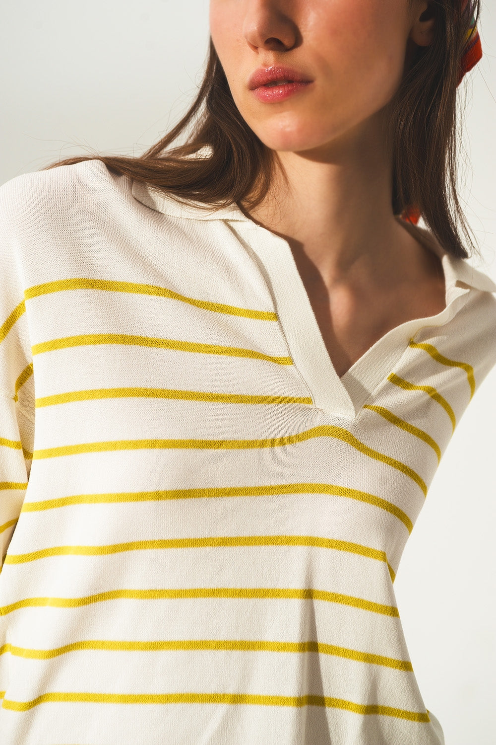 Vintage 70s stripe green polo neck jumper