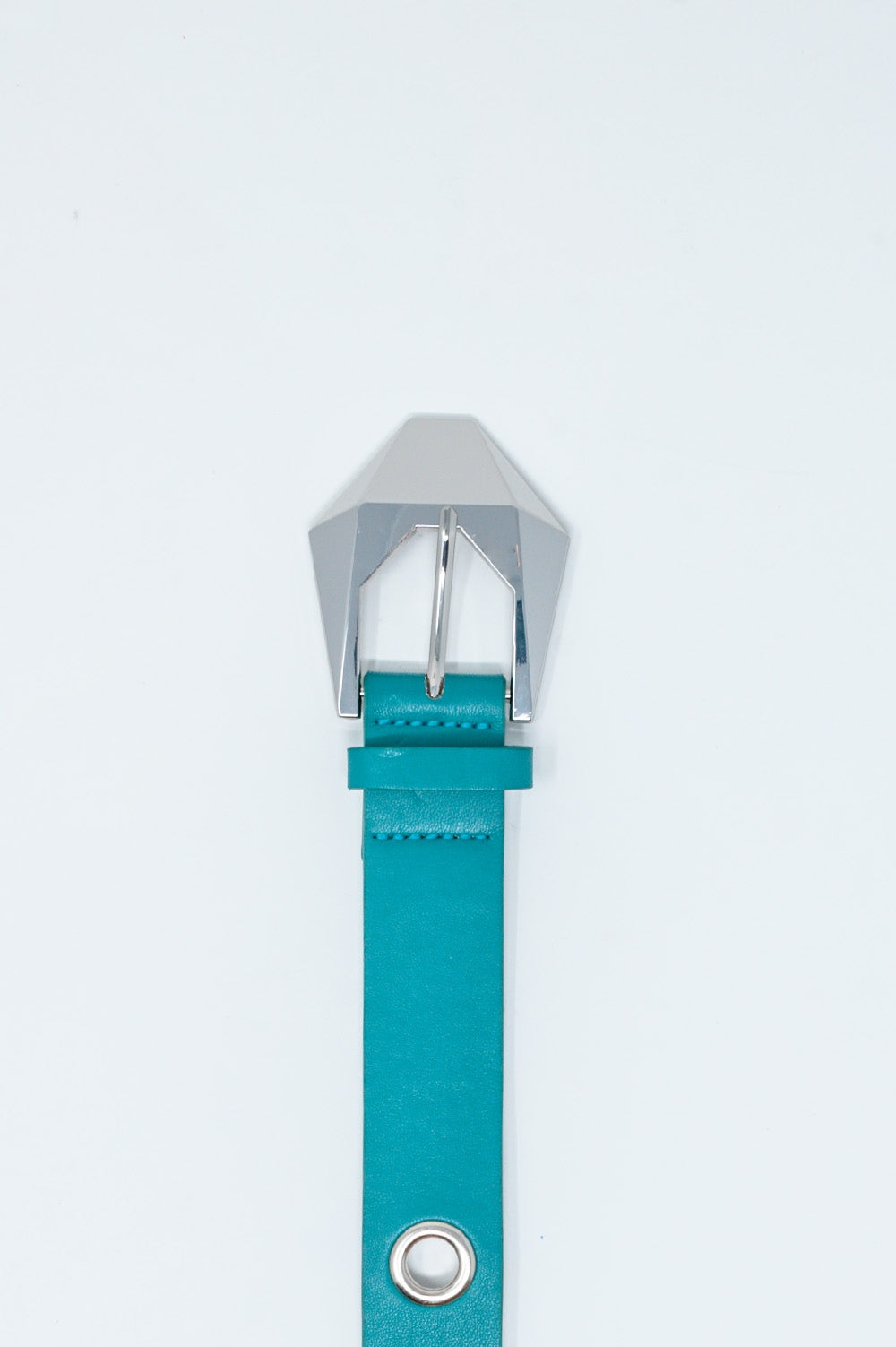 Cinto de ganga com ilhós na cintura e na anca na cor verde