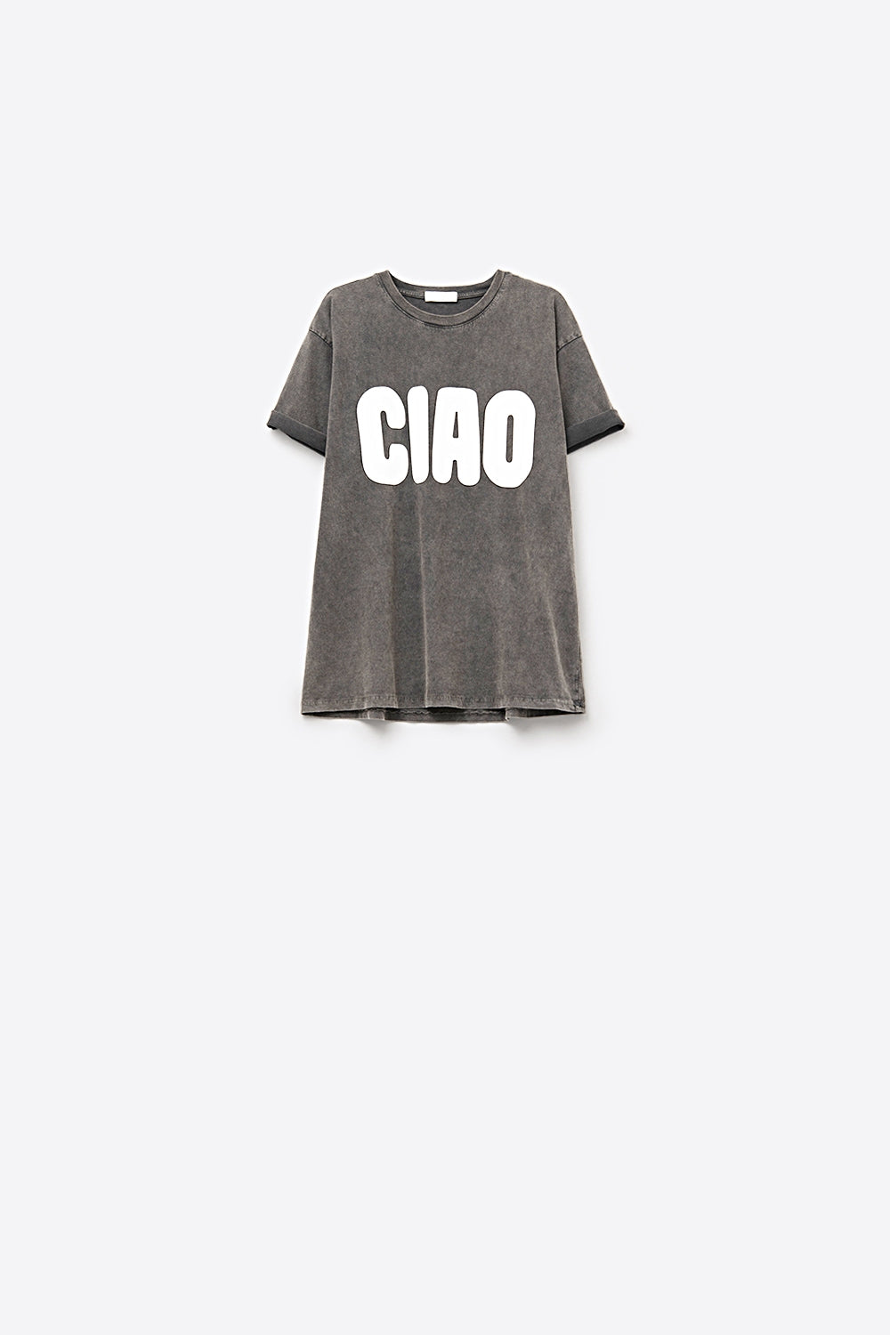 Washed Black Relaxed CIAO T-Shirt With White Letters