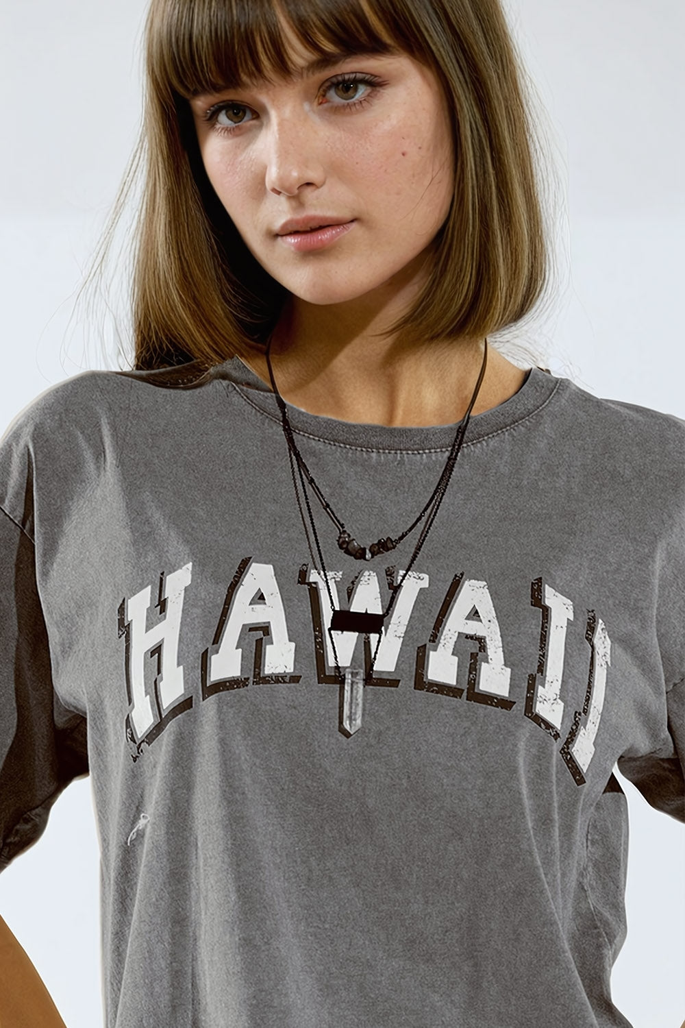 T-shirt Havaiana com Efeito Lavado Cinza