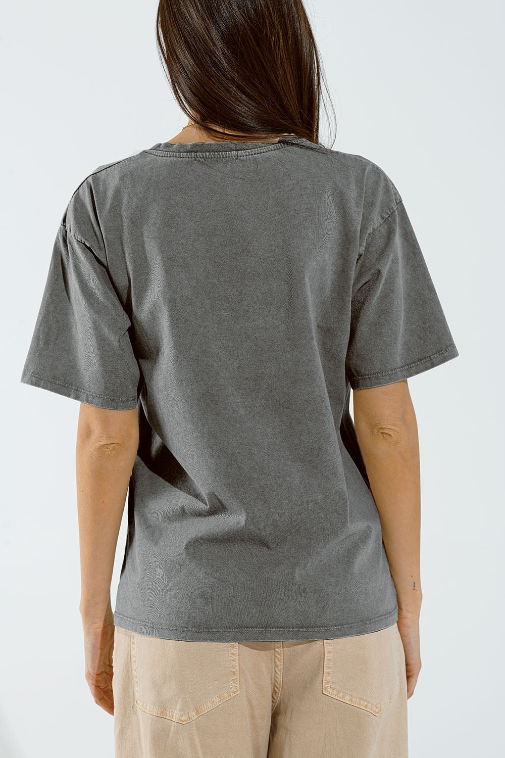 T-shirt Havaiana com Efeito Lavado Cinza