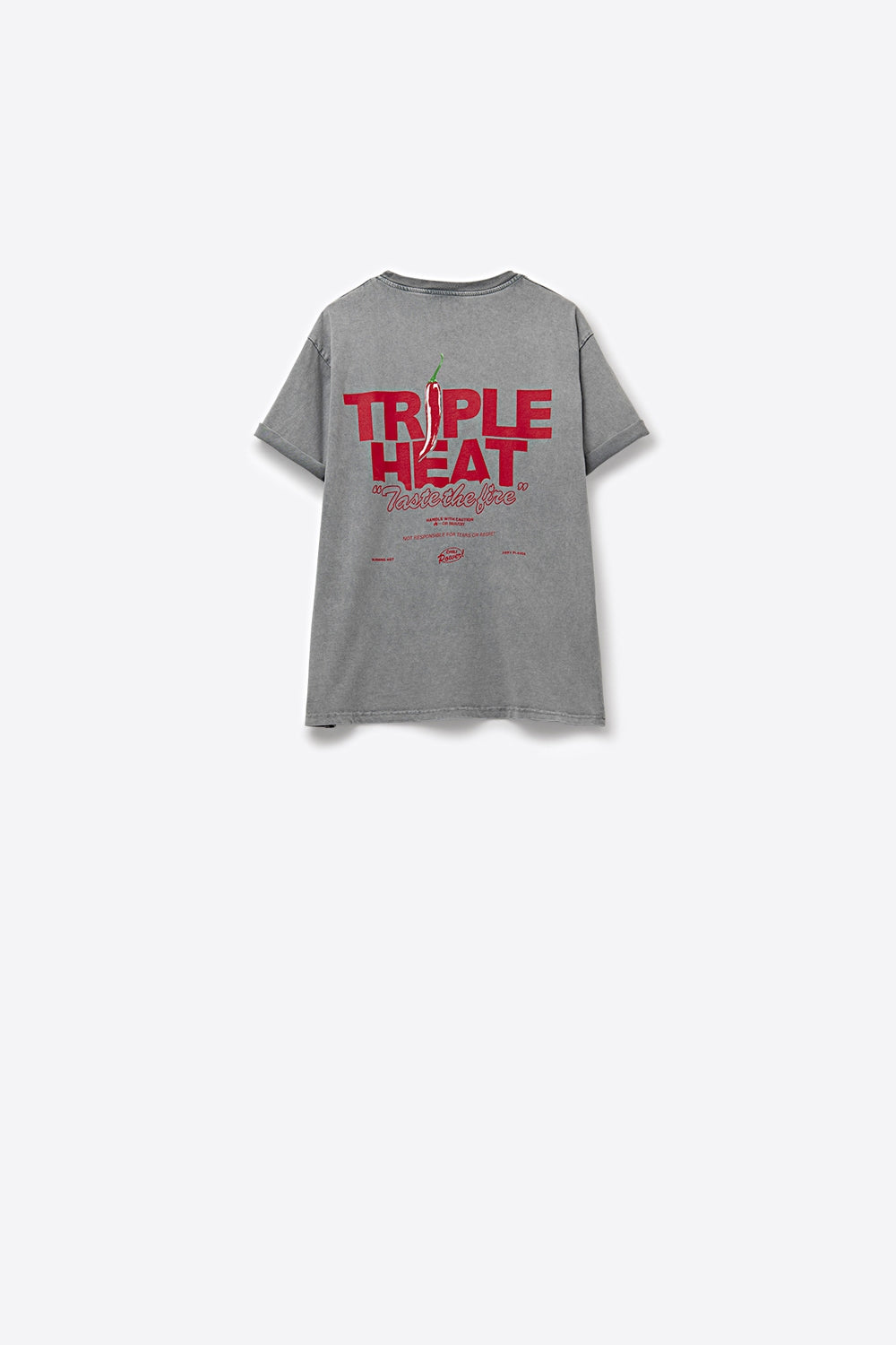 Washed grey relaxed fit Short Sleeve TRIPLE HEAT LOGO T-shirt