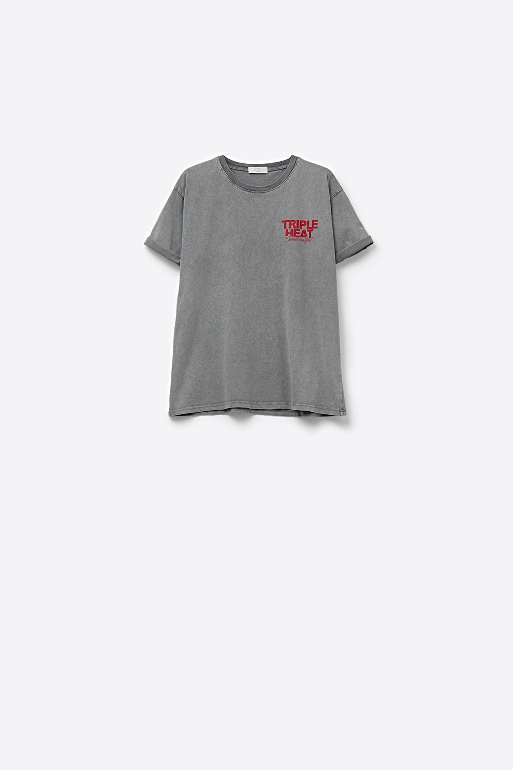 Washed grey relaxed fit Short Sleeve TRIPLE HEAT LOGO T-shirt