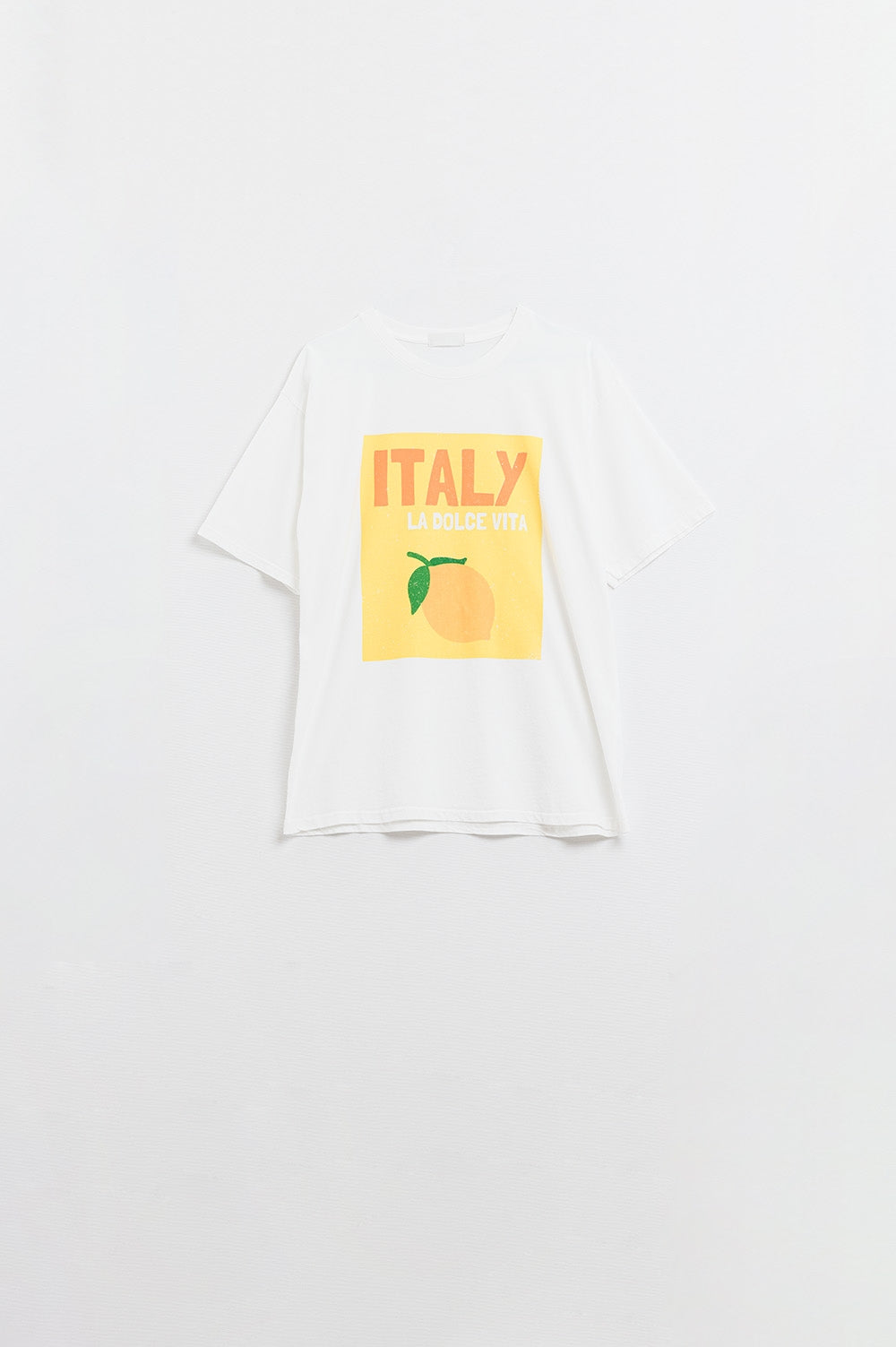 T-Shirt Dolce Vita Itália Branca com Estampado Gráfico Limão