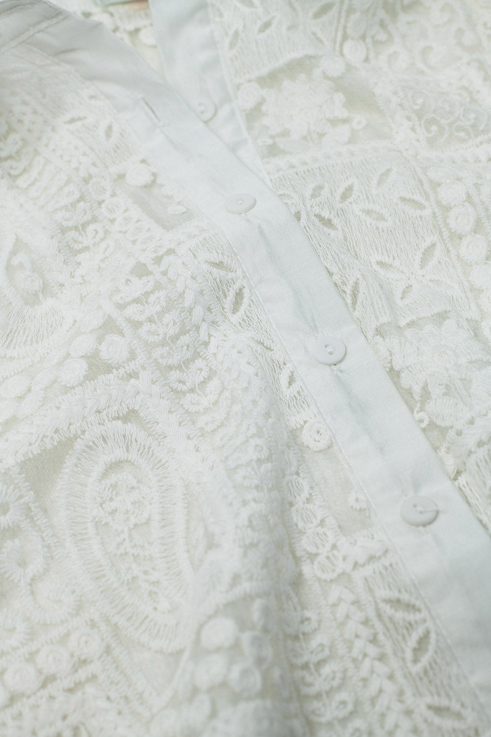 White Long Sleeve Blouse Croched Style
