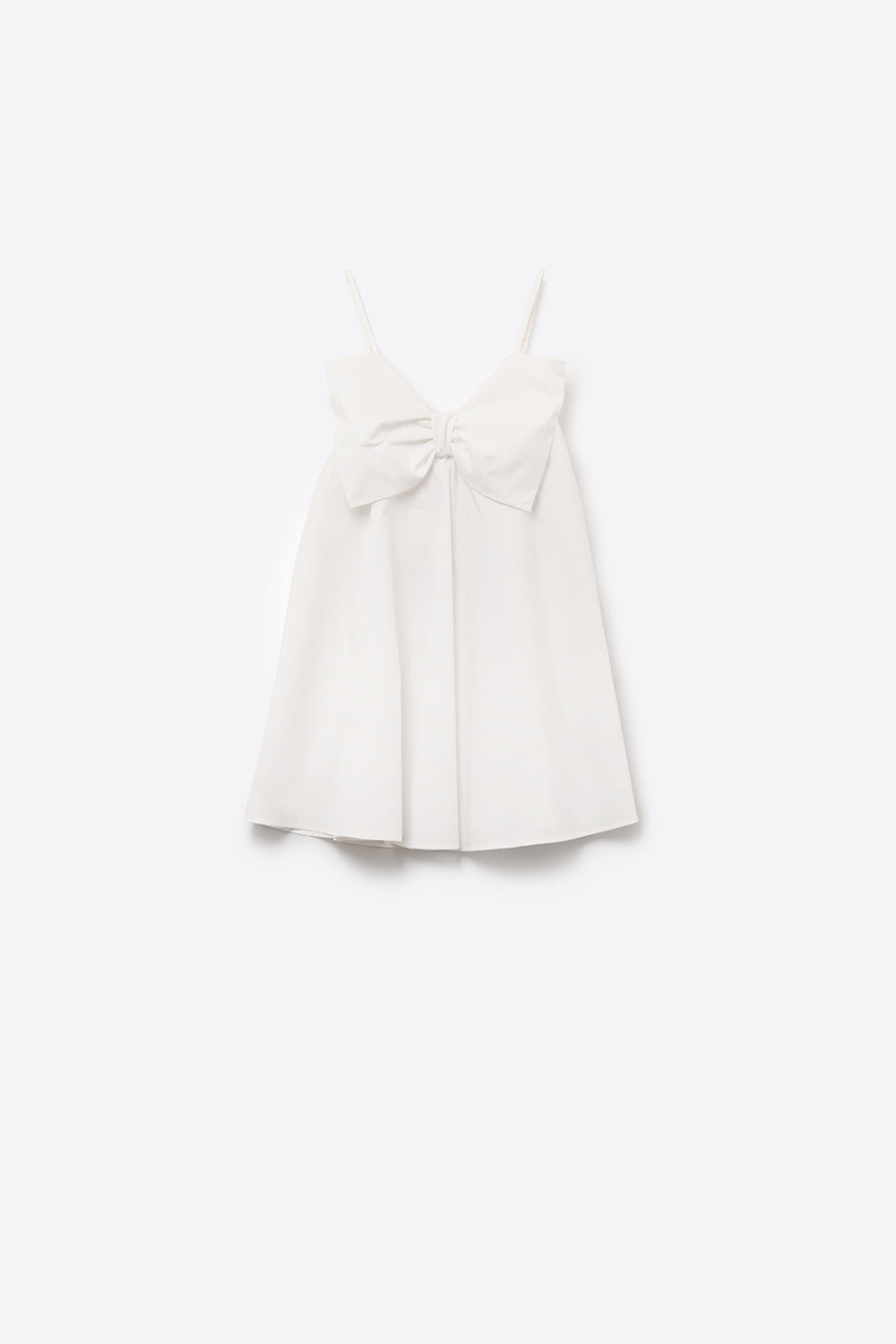 White poplin mini dress with a big bow detail