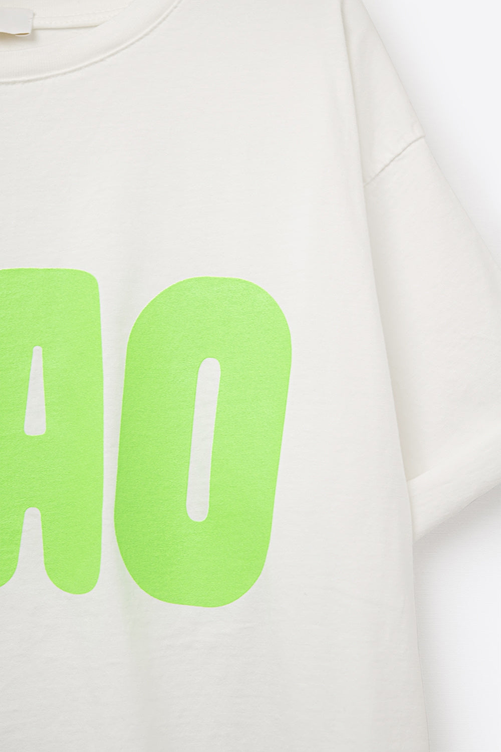 White Relaxed CIAO T-Shirt With Green Letters