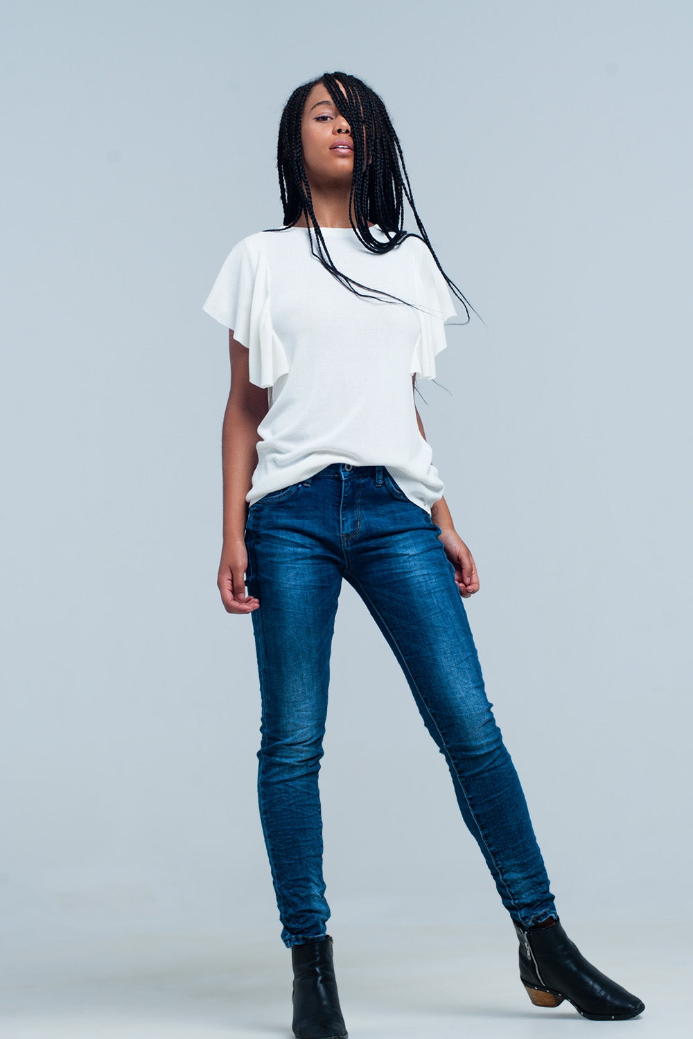 Witte trui met ruches