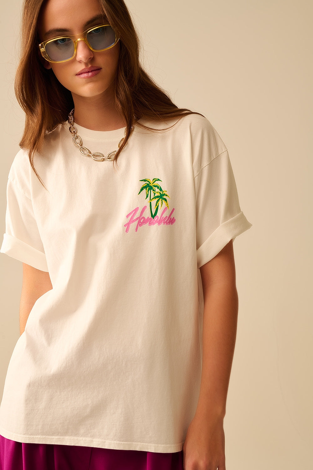 White t-shirt made in Italy with Honolulu graphic