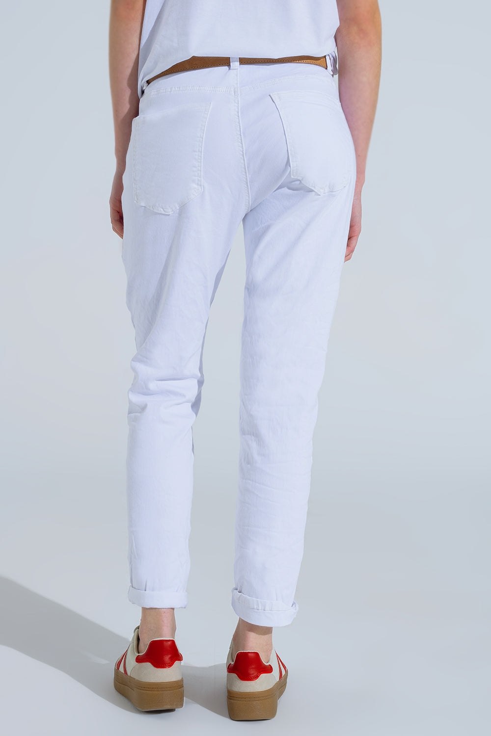 White Wrinkled Skinny Jeans