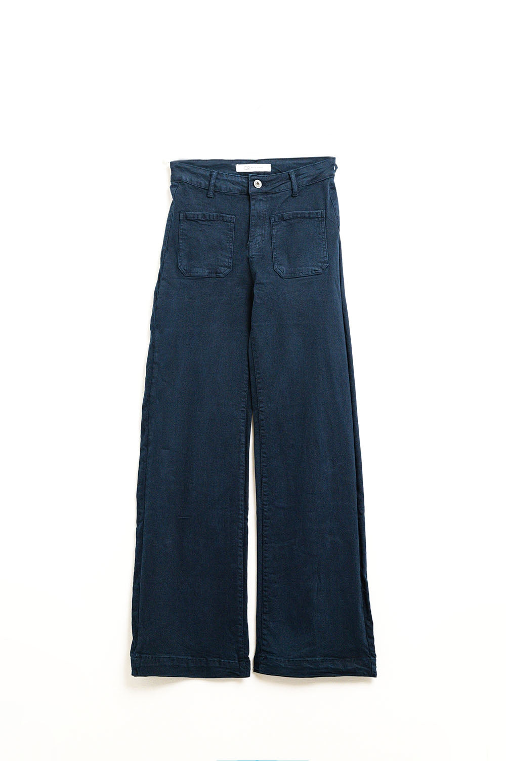 Wide-Leg High-Rise Jeans in Dark Navy with front pockets